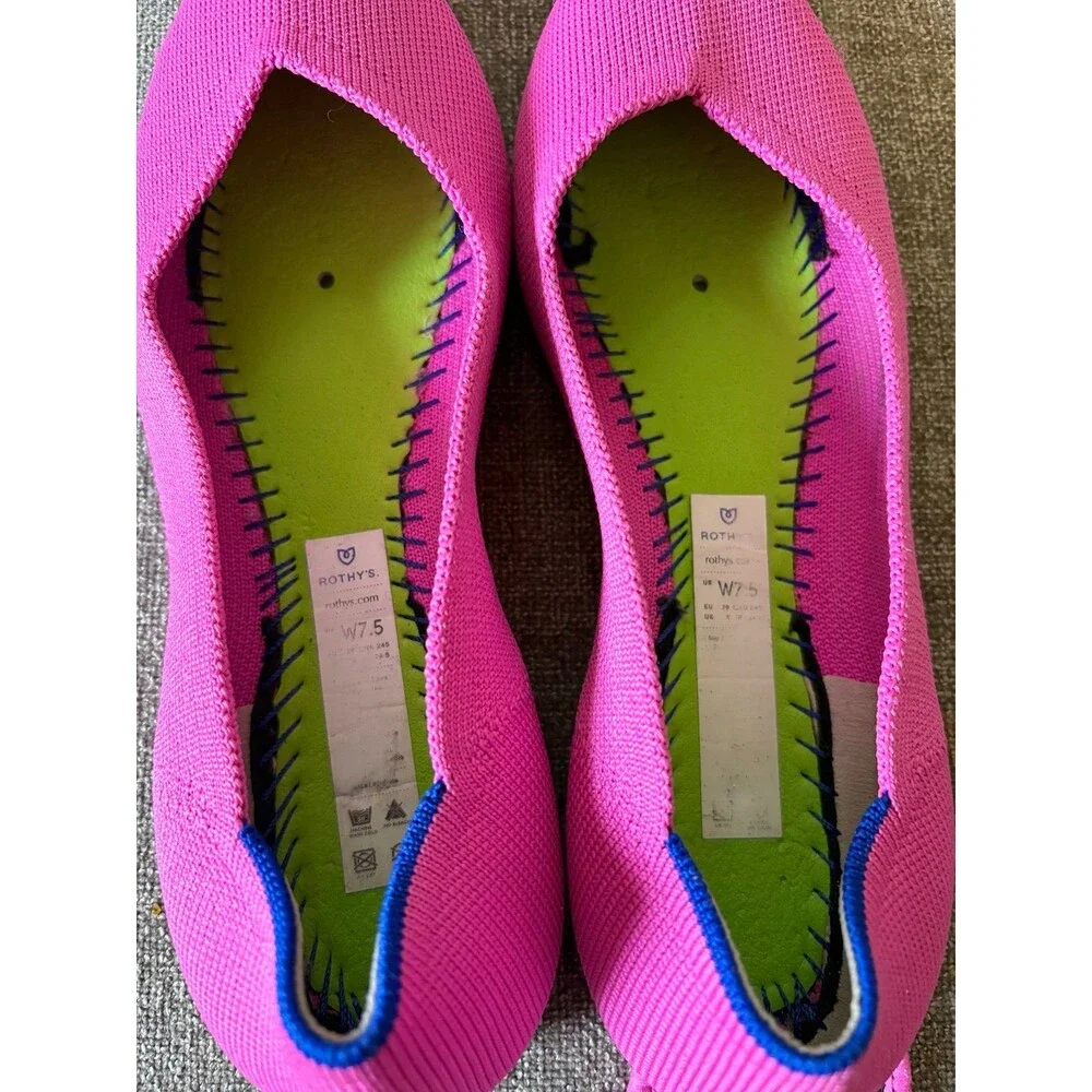Rothys The Point Flats in bright fushia dragon fruit tortoiseshell size 7.5